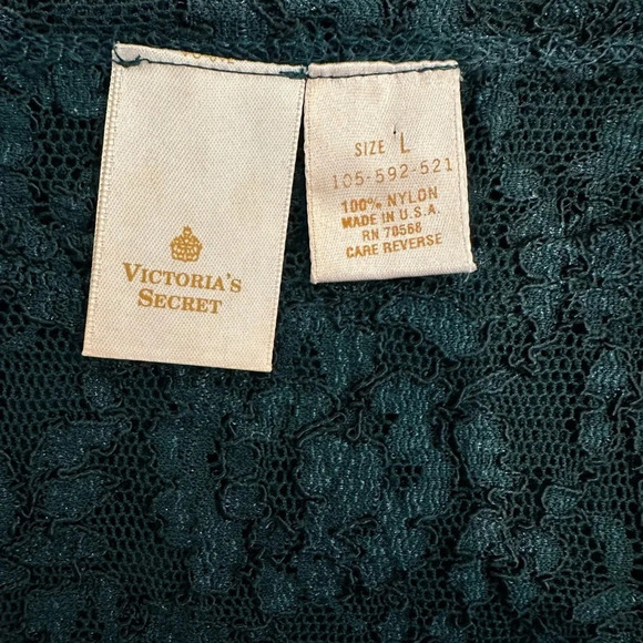 Victoria Secret vintage lace hunter green sheer top‎ large - Picture 5 of 5